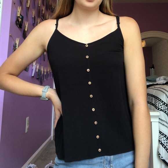 🎉HP! Black Tank Top with Buttons - Picture 1 of 8